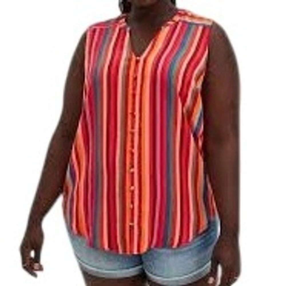 Torrid Multicolor Striped Sleeveless Blouse 4X